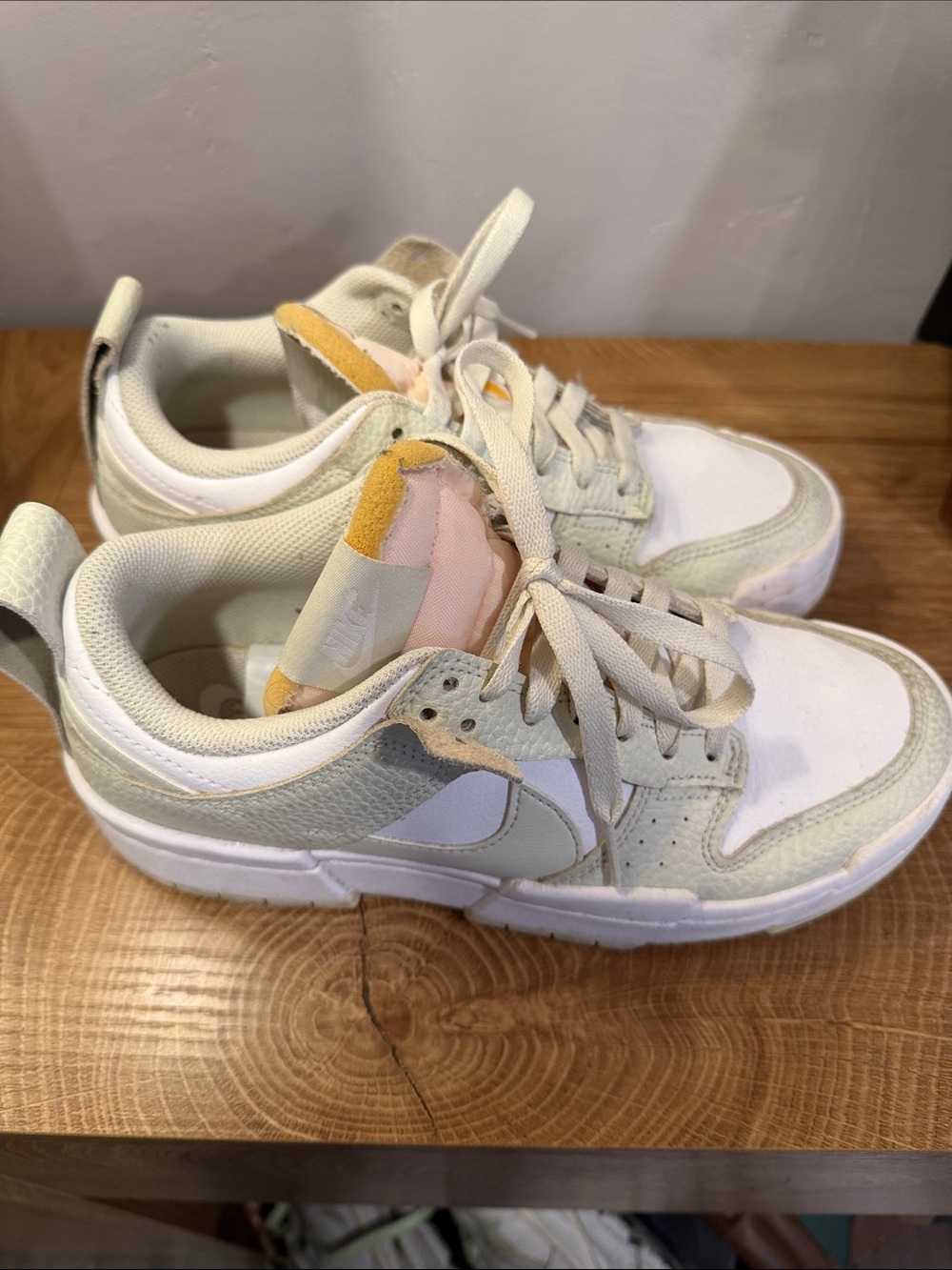 Nike Low-Top Lace-Up Sneakers in White, Cream, Pink and Yellow
